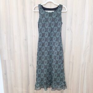 Vintage Studio I Womens Y2K Dress Size 6 Blue Brown Paisley Midi Sleeveless Boho